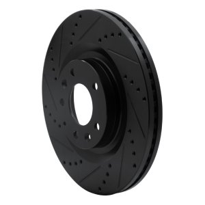 Mazda CX-9 Brake Rotor (1) - Front Left - R1 Concepts - Drilled & Slotted - Black - `07-`15